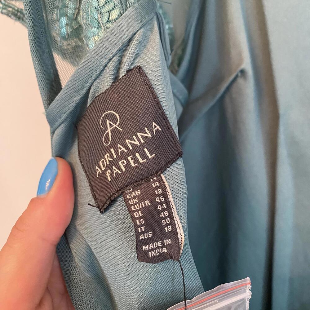 ADRIANNA PAPEL teal sequin beaded mother of the bride dress sz 14 - Picture 6 of 9